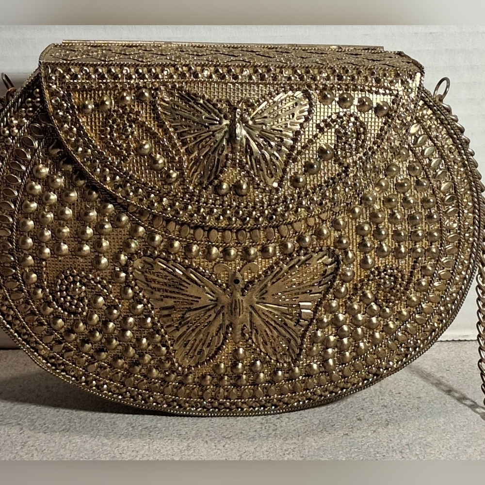 Earthbound Trading Brass Beaded Butterfly Crossbody Purse - Picture 6 of 6